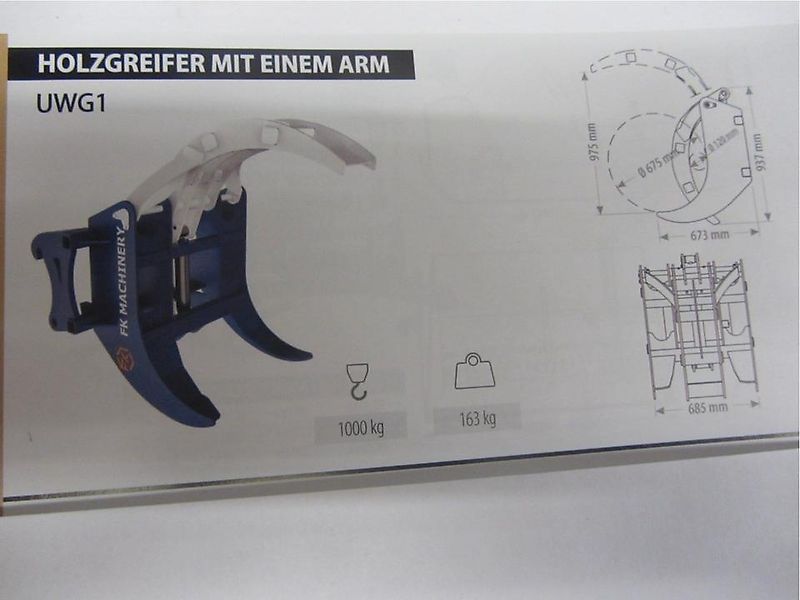 FK Machinery Holzgreifer mit einem Arm UWG1