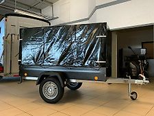750kg Anhänger Tieflader Polycarbonatbeschichtt Plane u. Spriegel