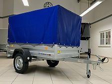 750Kg Anhänger ALU-Bördwände mit Planenaufbau Blau TPV/Böckmann