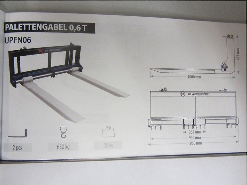 FK Machinery Palettengabel UPFN06 0,6 t