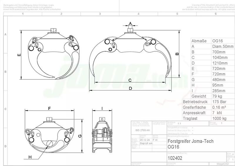 Farma FARMA Forstkran C4,6D G2 mit Forstgreifer OG16 & 3-Tonnen-Rotator